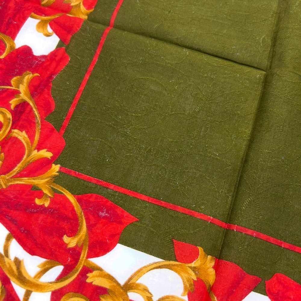 WOMEN HANDKERCHIEF CELINE Blue Green Gold Scarf COTTON POCKET SQUARE 20” - Picture 6 of 9